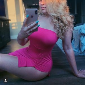 Hot pink tube dress